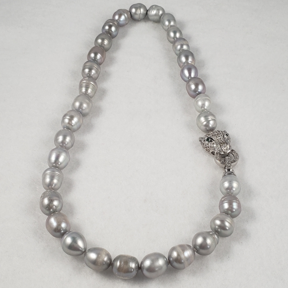 REAL - 11mm Gray Pearl Necklace - Picture 3 of 6